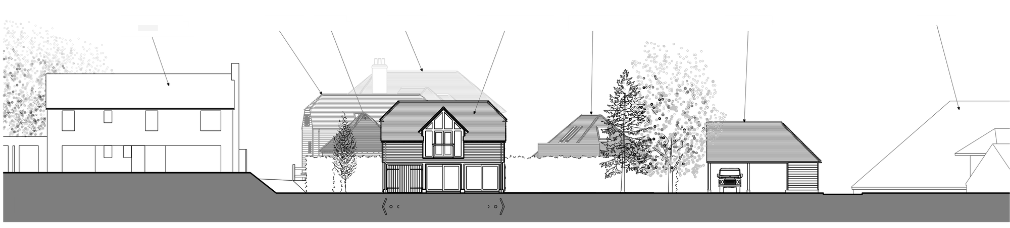 Context elevation: the annex in line with the neighbouring buildings