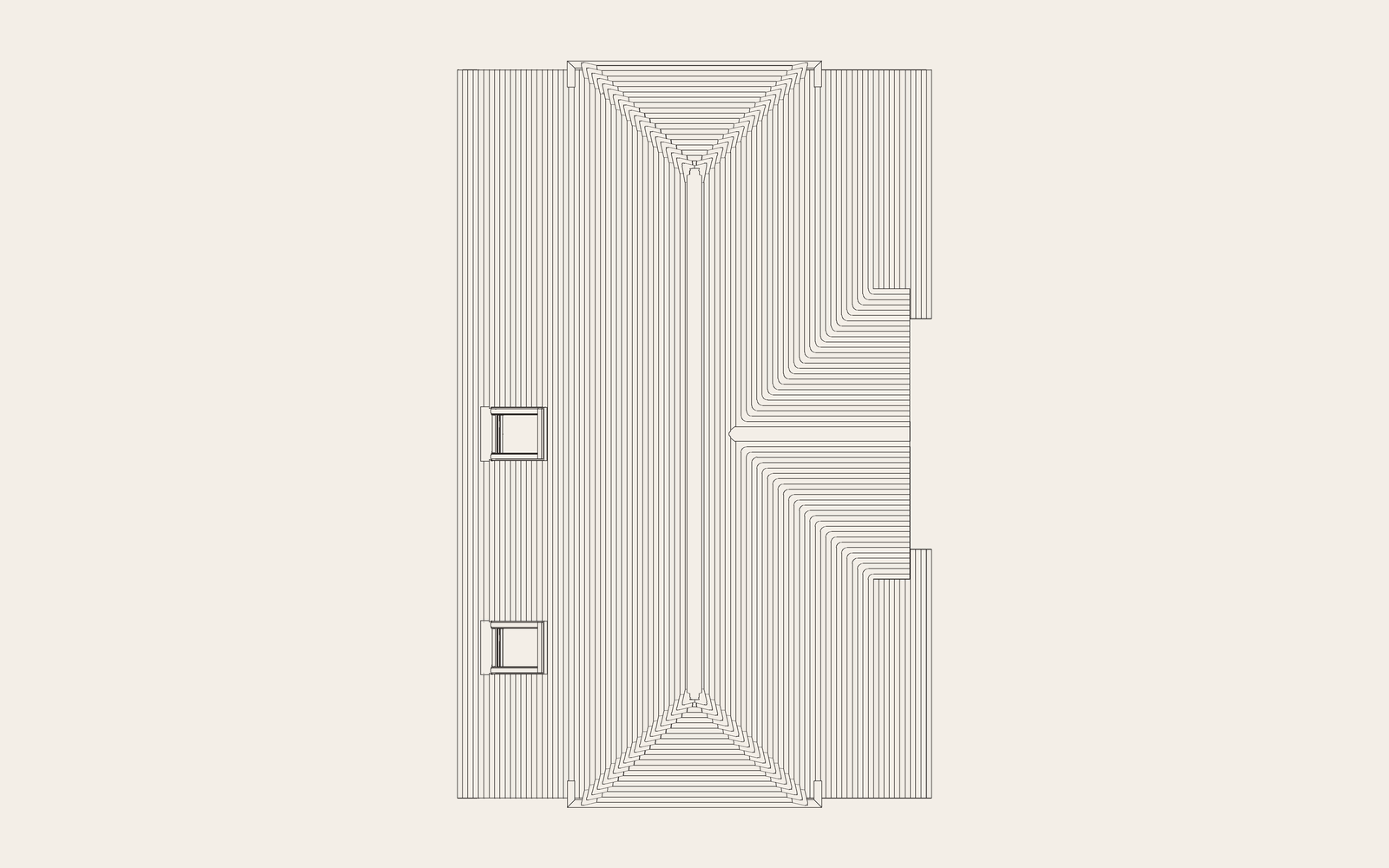 Roof plan linework with the two roof windows