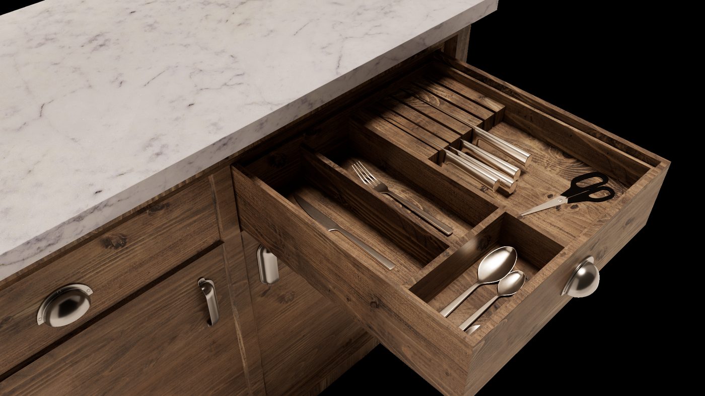 Modular kitchen cabinetry with wine fridge module