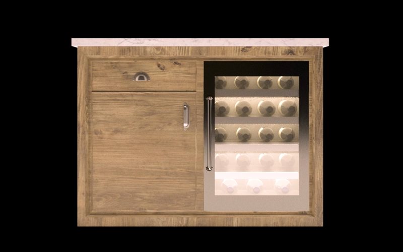 Cabinet with the wine-fridge module