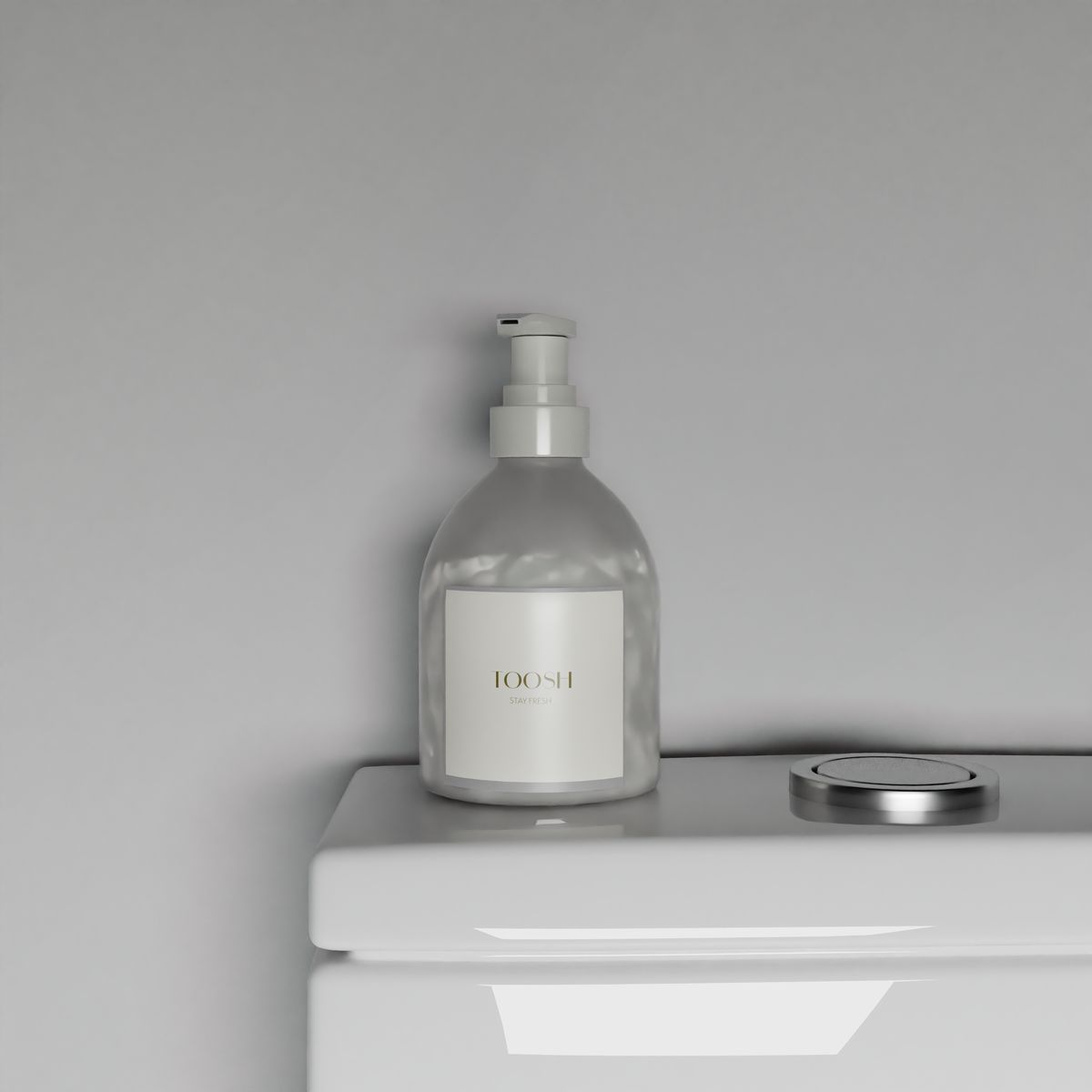 Toosh bottle in a clean white studio shot